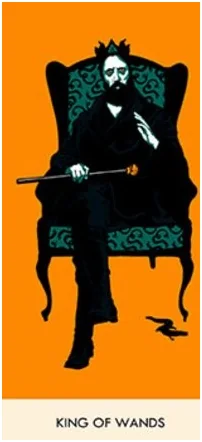 King of Wands - A Wicked Pack of Cards Tarot - Tarot Deck by Ronald Decker, Thierry Depaulis and Michael Dummett