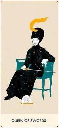 Queen of Swords - A Wicked Pack of Cards Tarot - Tarot Deck by Ronald Decker, Thierry Depaulis and Michael Dummett