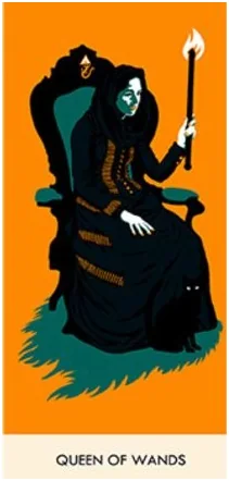 Queen of Wands - A Wicked Pack of Cards Tarot - Tarot Deck by Ronald Decker, Thierry Depaulis and Michael Dummett