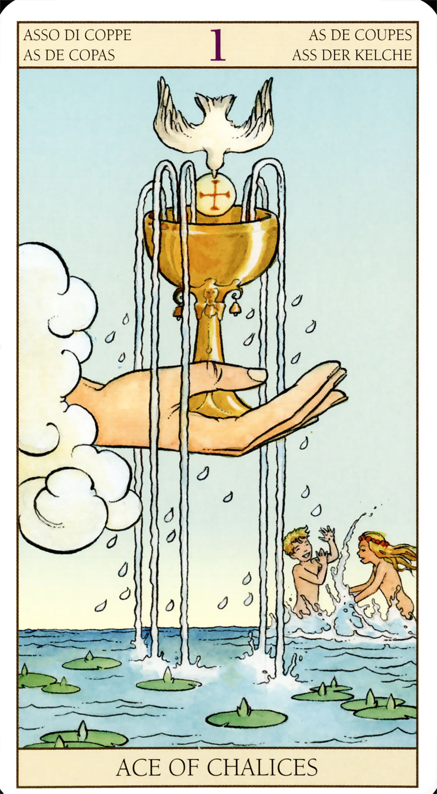 Ace of Cups card from the Tarot of the New Vision deck by Lo Scarabeo