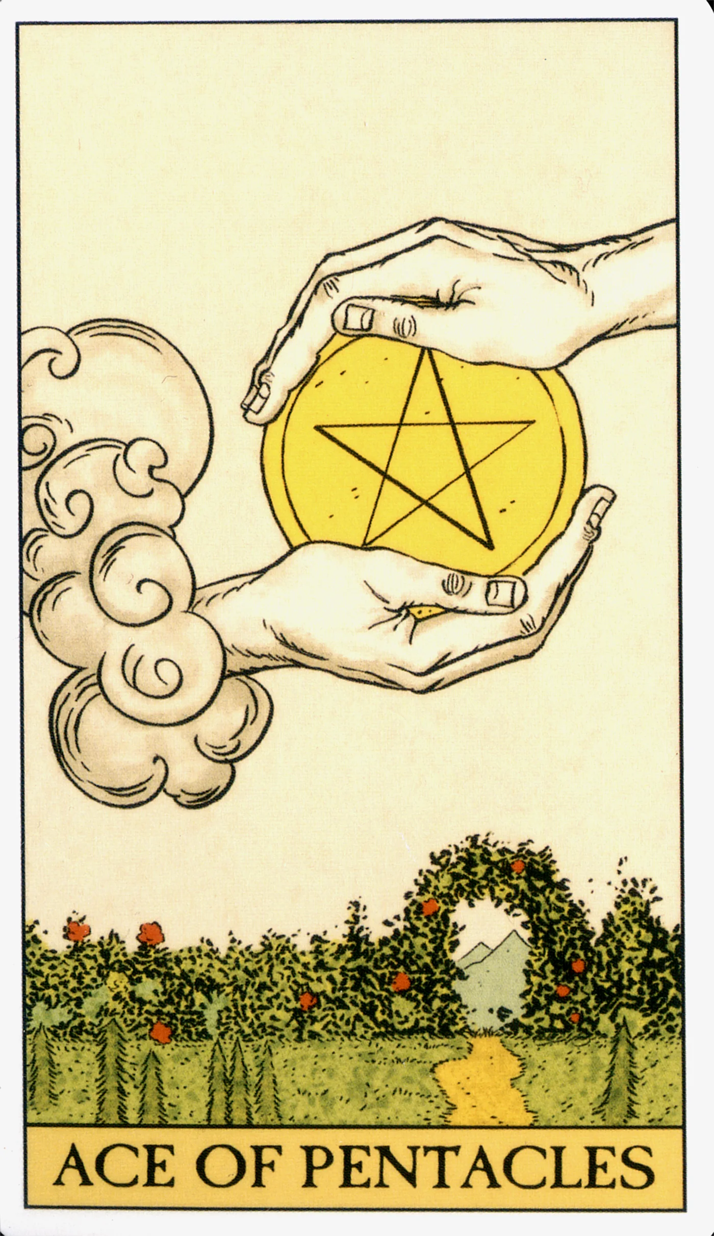 Ace of Pentacles — Before Tarot by Lo Scarabeo Ace of Pentacles card from the Before Tarot deck by Lo Scarabeo