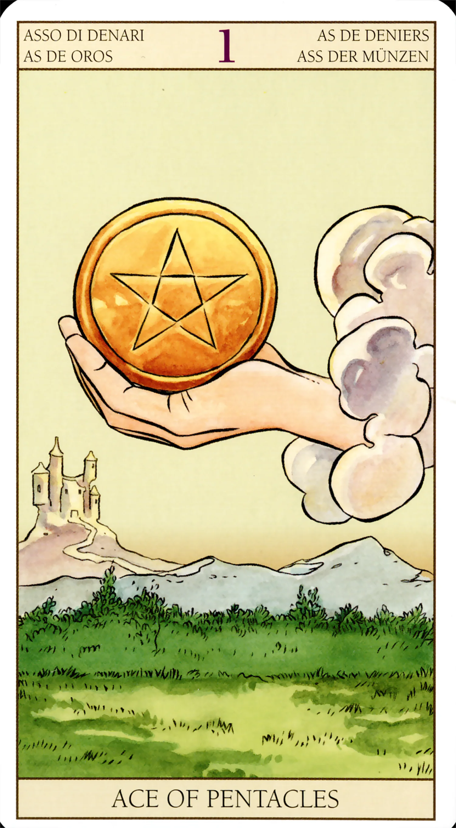 Ace of Pentacles — Tarot of the New Vision by Lo Scarabeo Ace of Pentacles card from the Tarot of the New Vision deck by Lo Scarabeo