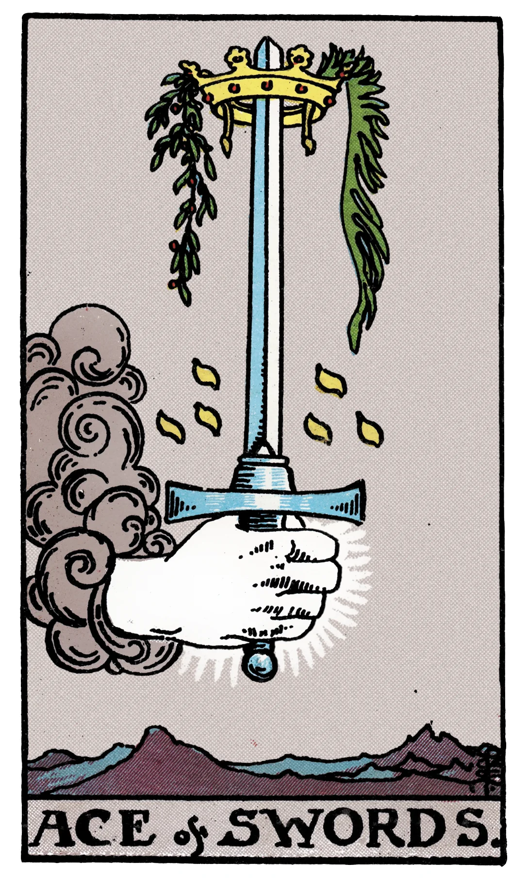 Ace of Swords — Rider-Waite-Smith Tarot by Rider Ace of Swords card from the Rider-Waite-Smith Tarot deck by Rider