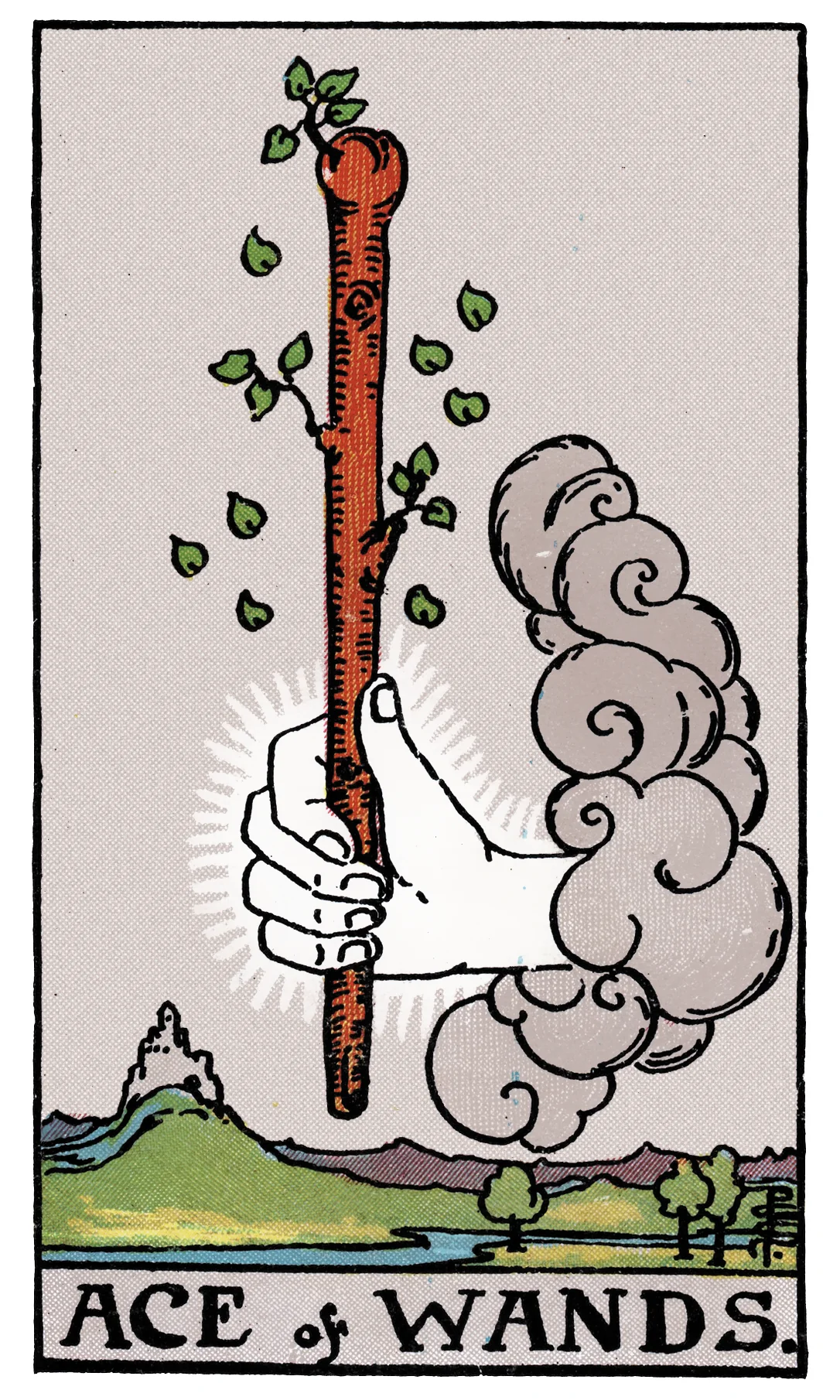 Ace of Wands card from the Rider-Waite-Smith Tarot deck by Rider