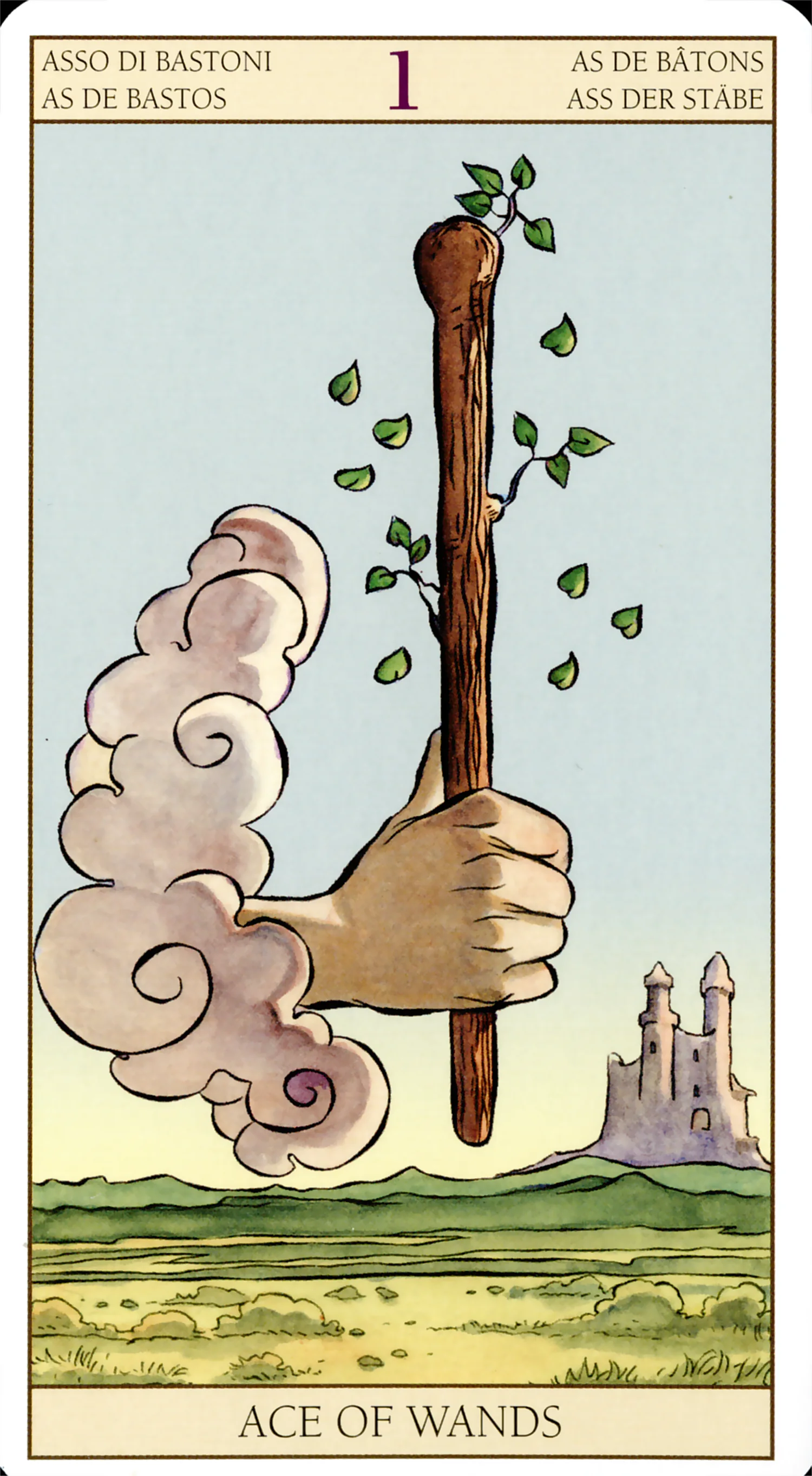 Ace of Wands card from the Tarot of the New Vision deck by Lo Scarabeo