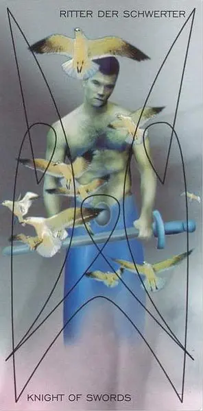 Knight of Swords card from the Adrian Tarot deck