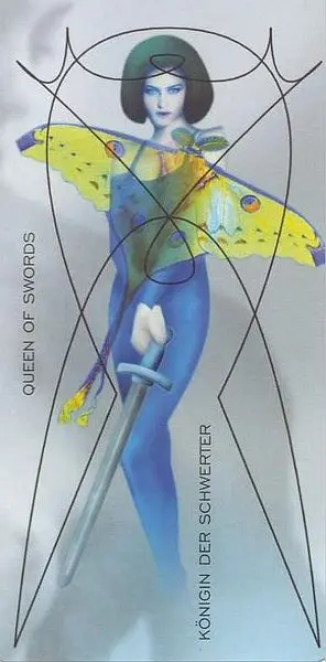 Queen of Swords card from the Adrian Tarot deck