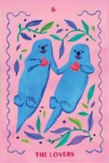 The Lovers card from the Affirmators Tarot deck