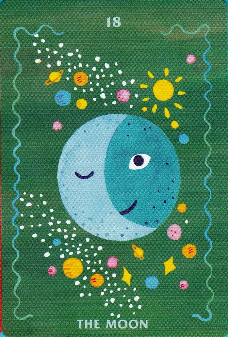 The Moon card from the Affirmators Tarot deck