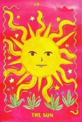 The Sun card from the Affirmators Tarot deck