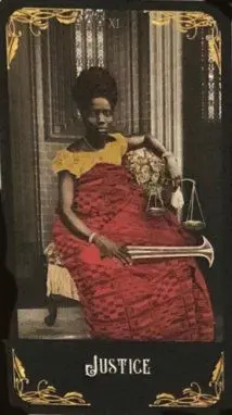 Justice card from the Afro Tarot deck