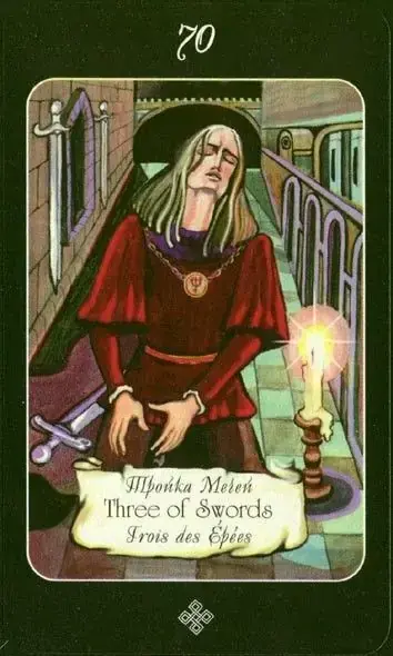 3 of Swords card from the The Age of Aquarius Tarot deck