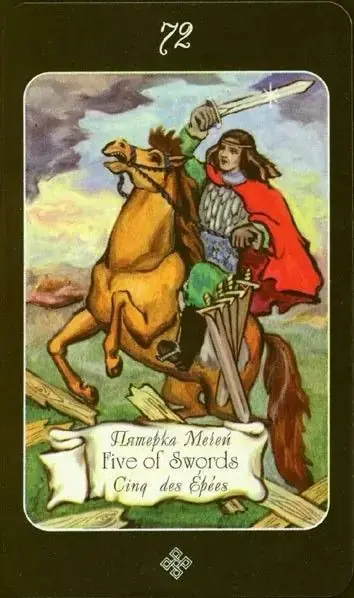 5 of Swords card from the The Age of Aquarius Tarot deck
