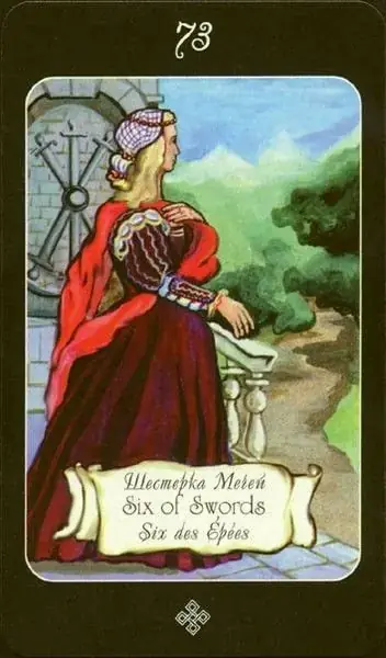 6 of Swords card from the The Age of Aquarius Tarot deck