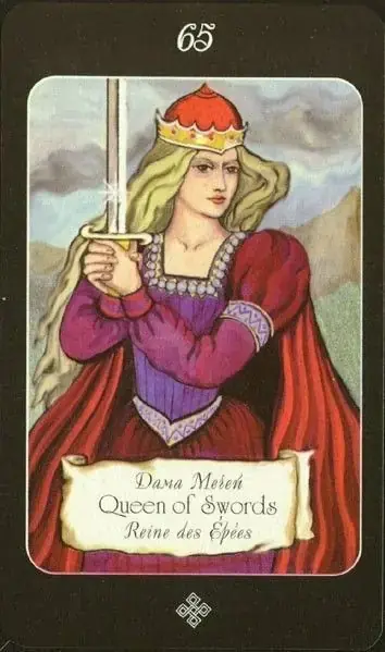 Queen of Swords card from the The Age of Aquarius Tarot deck