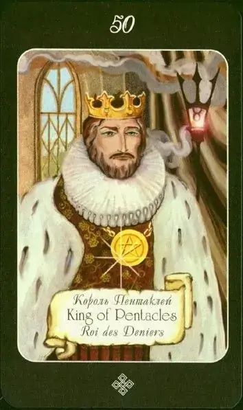 King of Pentacles card from the The Age of Aquarius Tarot deck