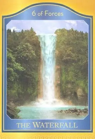 6 of Forces — The Waterfall card from the Akashic Tarot deck
