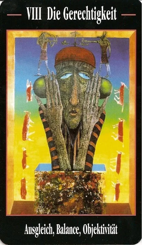 VIII Die Gerechtigkeit card from the Akron Tarot deck