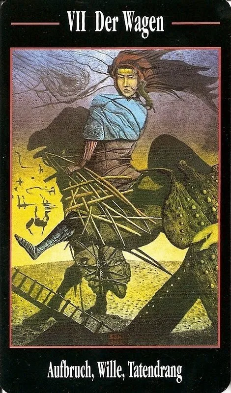VII Der Wagen card from the Akron Tarot deck