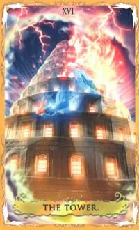 The Tower card from the Alchemia Tarot deck