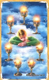 Seven of Cups card from the Alchemia Tarot deck