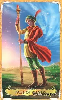 Page of Wands card from the Alchemia Tarot deck