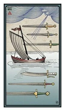 6 of Swords - The Alchemical Tarot - Tarot Deck by Robert M. Place