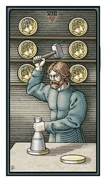 8 of Pentacles - The Alchemical Tarot - Tarot Deck by Robert M. Place