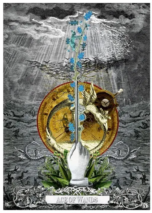 Ace of Wands card from the Alchemical Visions Tarot deck