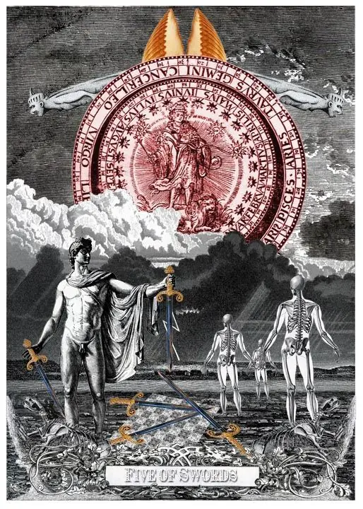 5 of Swords card from the Alchemical Visions Tarot deck