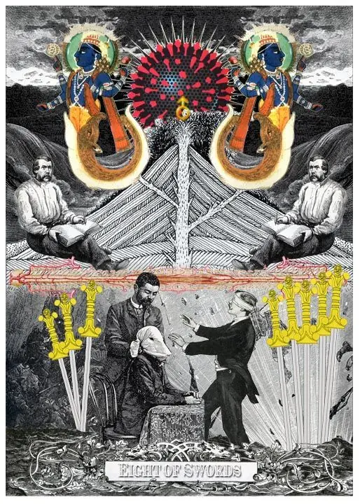 8 of Swords card from the Alchemical Visions Tarot deck