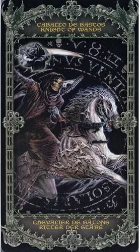 Knight of Wands from the Alchemy 1977 England Tarot Deck