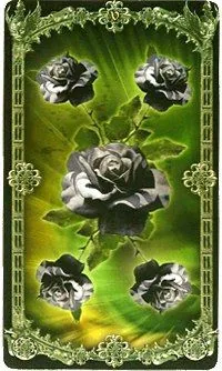 Four of Wands from the Alchemy 1977 England Tarot Deck