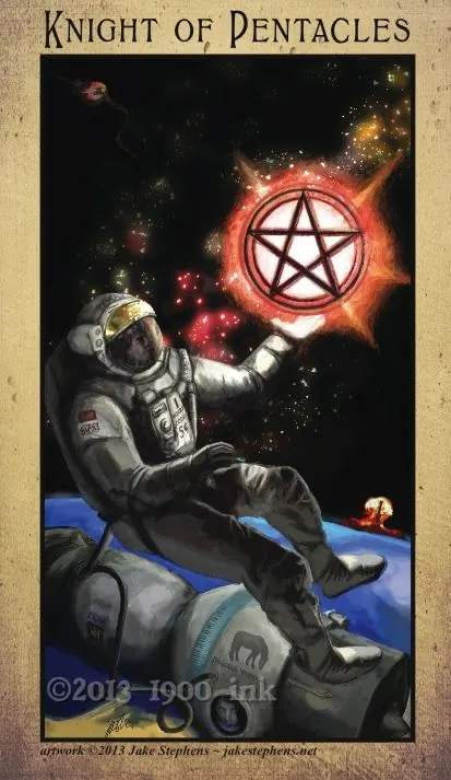 Knight of Pentacles card from the Amanda Palmer Tarot deck
