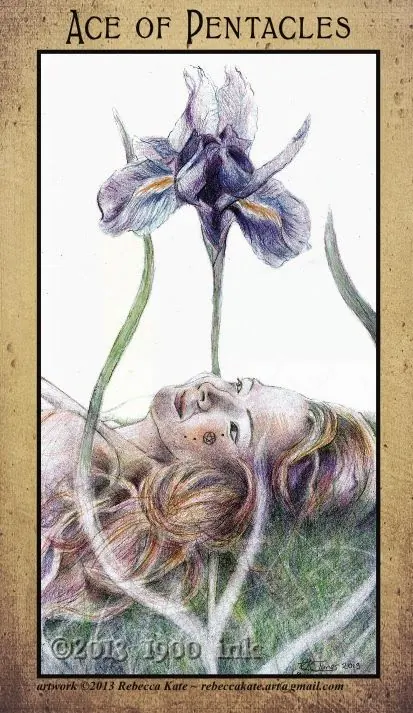 Ace of Pentacles card from the Amanda Palmer Tarot deck