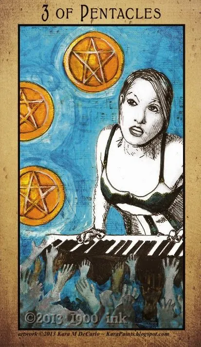 3 of Pentacles card from the Amanda Palmer Tarot deck