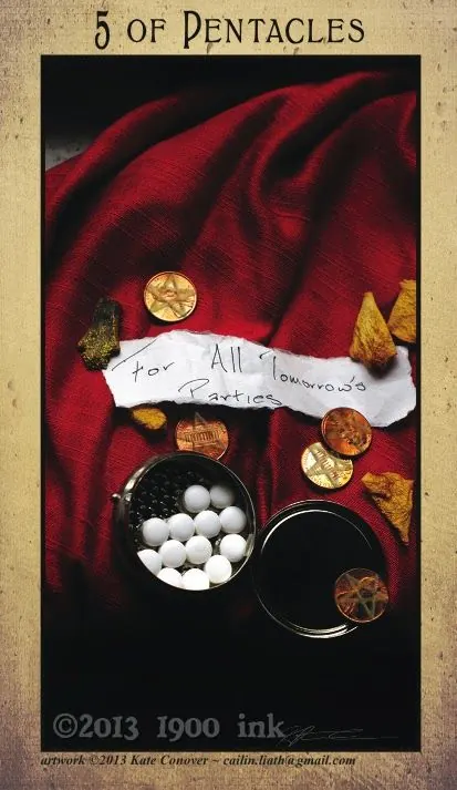 5 of Pentacles card from the Amanda Palmer Tarot deck