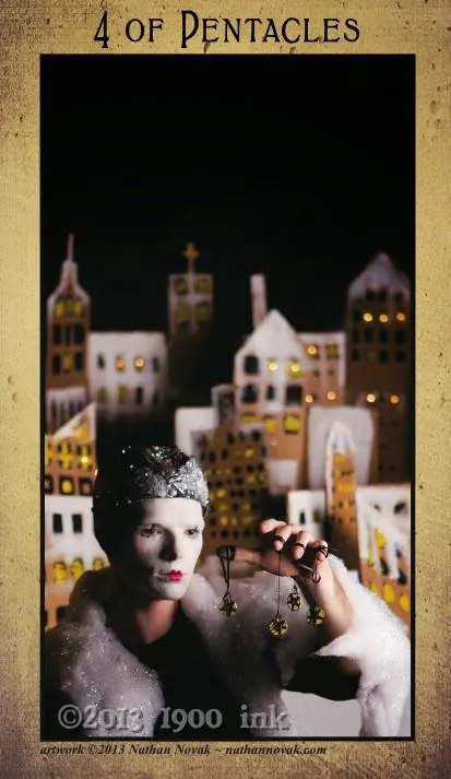 4 of Pentacles card from the Amanda Palmer Tarot deck