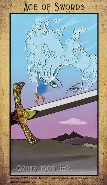 Ace of Swords card from the Amanda Palmer Tarot deck