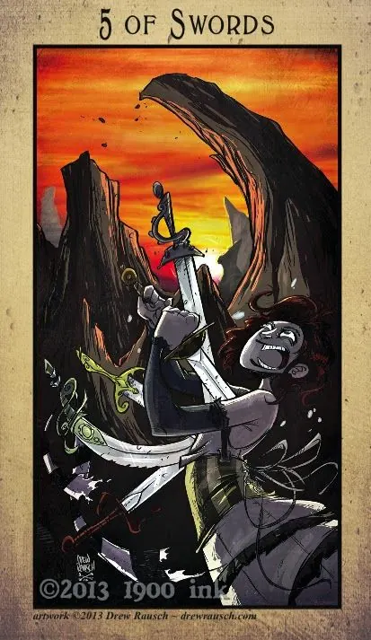 5 of Swords card from the Amanda Palmer Tarot deck