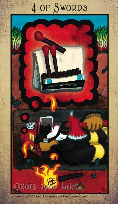 4 of Swords card from the Amanda Palmer Tarot deck