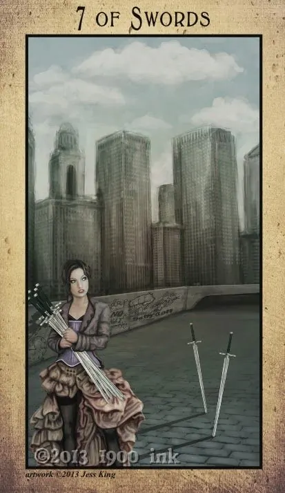 7 of Swords card from the Amanda Palmer Tarot deck
