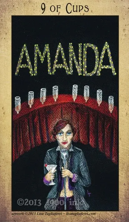 9 of Cups card from the Amanda Palmer Tarot deck