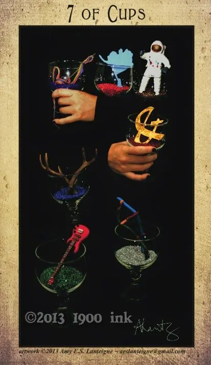 7 of Cups card from the Amanda Palmer Tarot deck