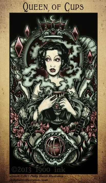 Queen of Cups card from the Amanda Palmer Tarot deck