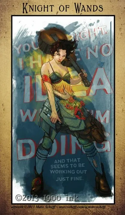Knight of Wands card from the Amanda Palmer Tarot deck