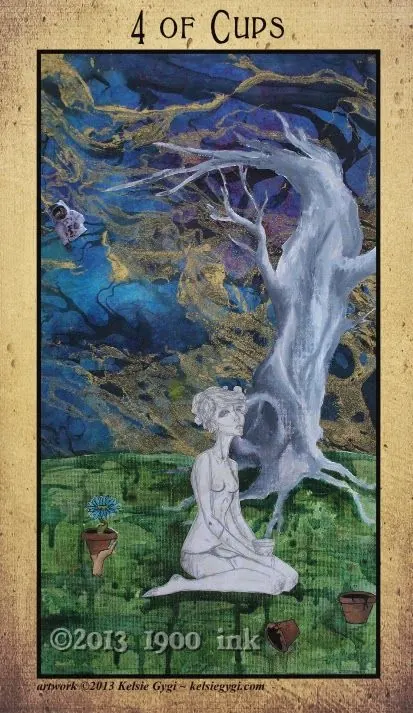 4 of Cups card from the Amanda Palmer Tarot deck