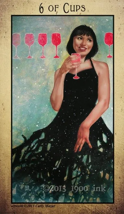 6 of Cups card from the Amanda Palmer Tarot deck