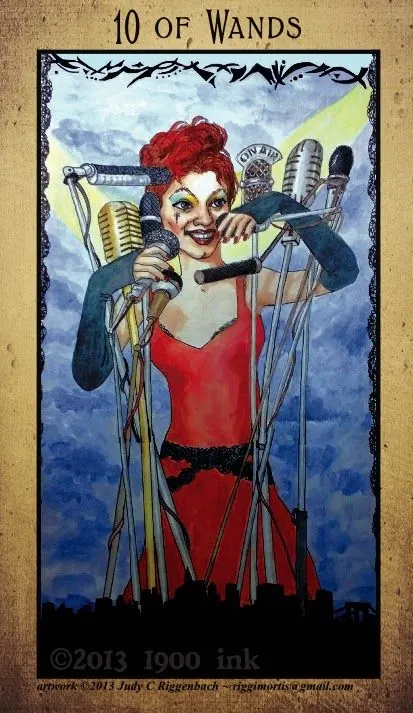 10 of Wands card from the Amanda Palmer Tarot deck