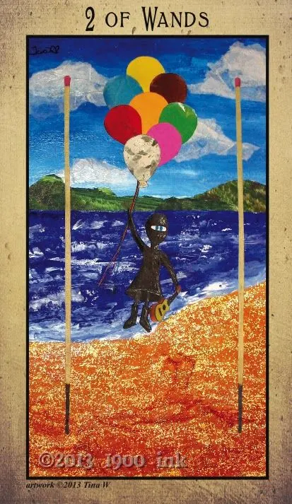 2 of Wands card from the Amanda Palmer Tarot deck